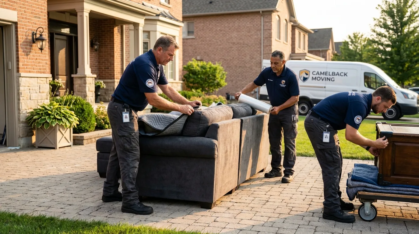 Large estate moving crew wrapping furniture in Mount Pleasant, TX